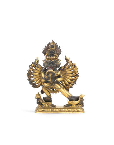 Tibet, 18th century A gilt-bronze figure of Vajrabhairava