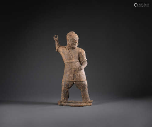 Northern Wei Dynasty  A grey pottery figure of a soldier