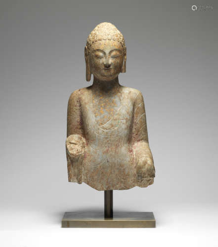 Northern Qi Dynasty  A very rare limestone bust of the Buddha