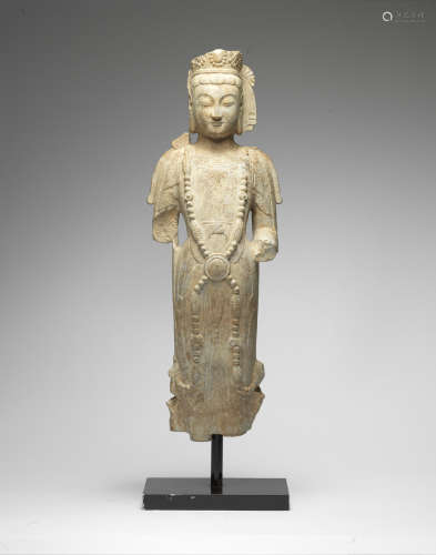 Northern Qi Dynasty A rare carved limestone figure of a bodhisattva