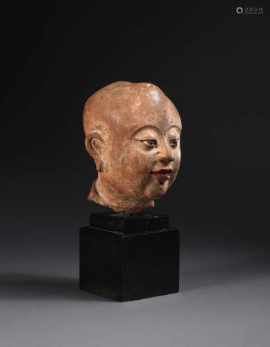 Tang/Jin Dynasty An exceptional carved sandstone head of a Luohan