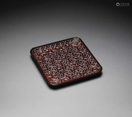 Ming Dynasty A carved tixi lacquer square tray