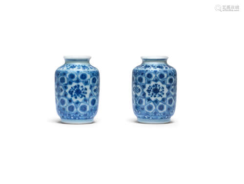Yongzheng six-character marks and of the period A pair of blue and white 'lantern' jarlets
