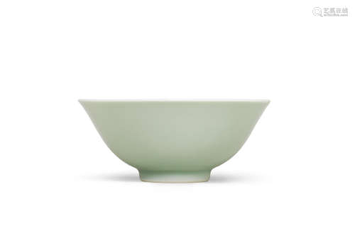 Yongzheng six-character mark and of the period A rare celadon-glazed bowl