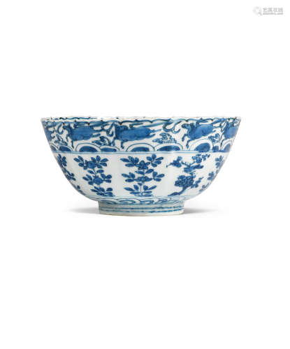 Circa 1585-1600 A blue and white 'Kraak porcelain' lobed bowl