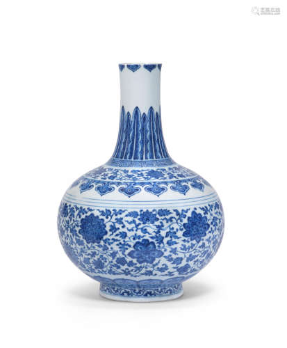 Qianlong seal mark and of the period A Ming-style blue and white bottle vase