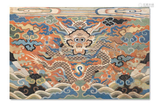 Wanli A rare silk kesi 'dragon' panel