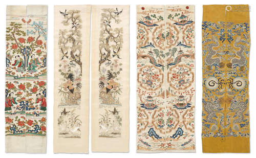 19th century   Four rare pairs of embroidered sleeve bands