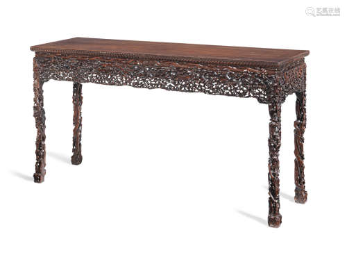 19th century A fine hongmu rectangular 'prunus' table