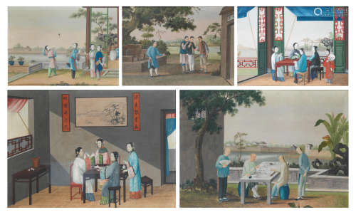 19th century five paintings