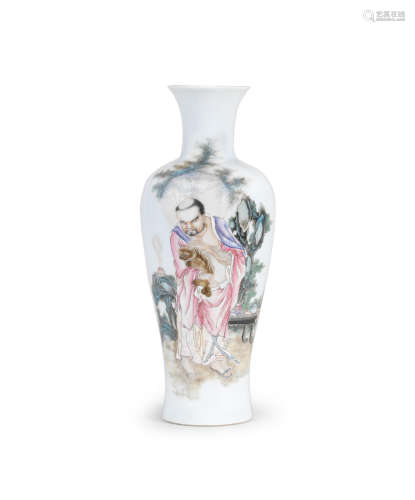 Juren Tang four-character mark A famille rose 'Luohan' baluster vase