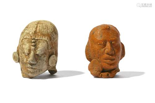 TWO PRE-COLUMBIAN TERRACOTTA HEADS