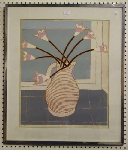 Bryan Pearce - Belladonna Lilies, 20th century colour screenprint, signed, dated '79 and editioned