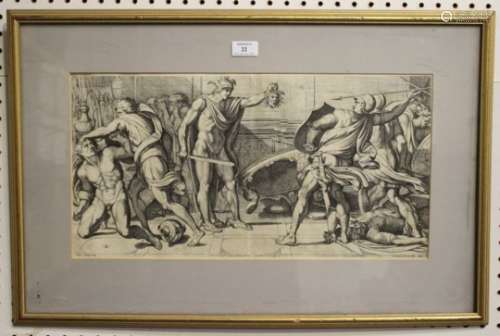 Carlo Cesio, after Agostino Carracci - Mercury and the Head of the Medusa, 17th century etching with