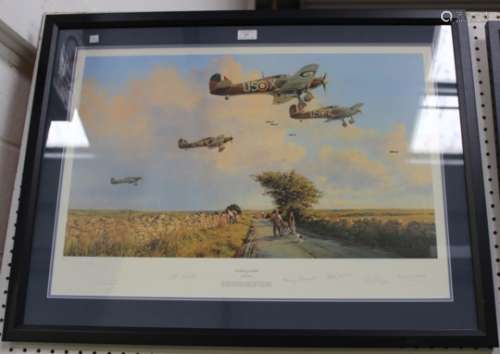 Robert Taylor - 'Glorious Summer', 20th century colour print, signed by the artist and six pilots in