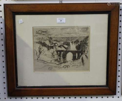 Joseph Pennell - 'A Spanish Bridge', late 19th/early 20th century monochrome etching on laid