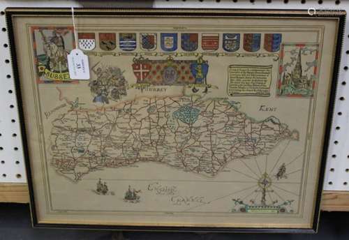 William F. Sibert - 'Sussex' (Map of the County), lithograph with hand-colouring, published circa