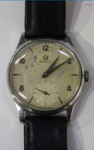 An Omega steel cased gentleman's wristwatch, circa 1952, the signed jewelled movement numbered '