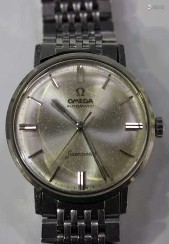 An Omega Seamaster Automatic steel cased gentleman's bracelet wristwatch, the signed silvered dial