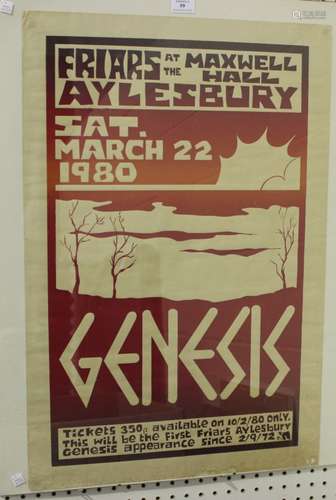 Genesis (Rock Group) - 'Friars Aylesbury at the Maxwell Hall' (Poster for the 1980 Concert),