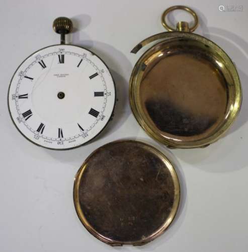 A 9ct gold cased keyless wind open-faced pocket watch with jewelled lever movement and gilt metal