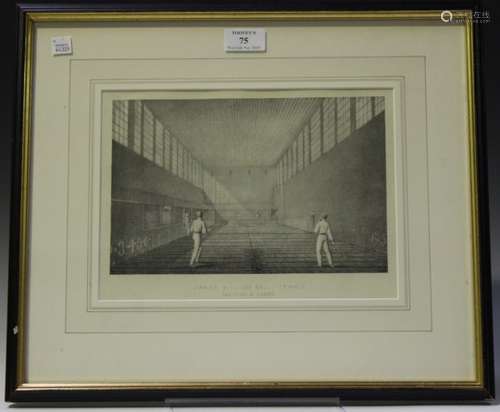 R.S. Groom - 'Games with the Ball, Tennis, the Court at Lords', 19th century stone lithograph, 19.