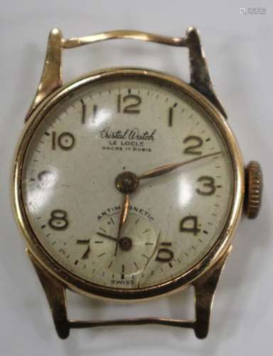 A Cristal Watch 18ct gold circular cased lady's wristwatch, the signed silvered dial with gilt