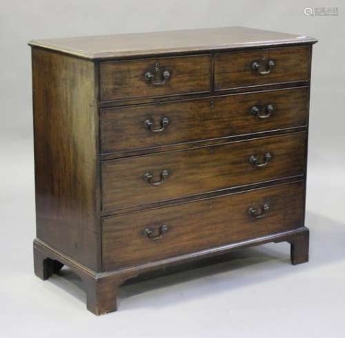 A George III mahogany chest of two short and three graduated long drawers, on bracket feet, height