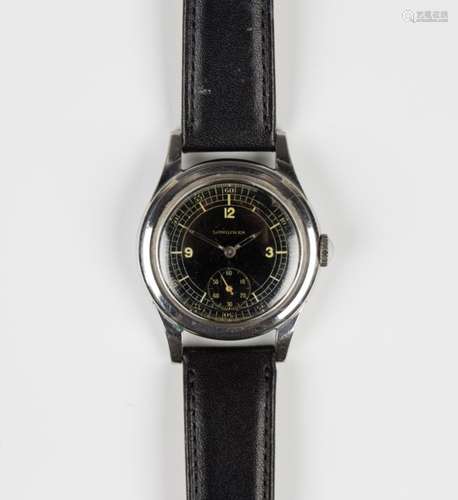 A Longines steel cased gentleman's wristwatch, circa 1951, the signed and jewelled movement numbered