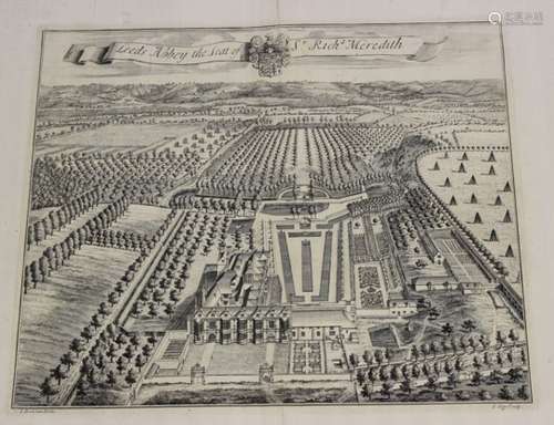 Johannes Kip, after Thomas Badeslade - 'Leeds Abbey the Seat of Sr. Richd. Meredith', etching with