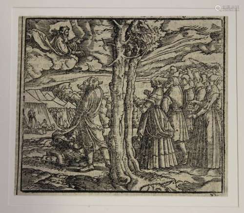 Georg Lemberger - Moses and the Israelites, 16th century woodcut on laid paper, probably an