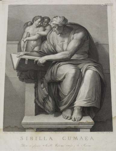 Giovanni Volpato, after Michaelangelo - 'Sibilla Cumaea', late 18th century engraving, sheet size