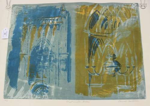 Conrad Custerson - 'Westminster Abbey', screenprint, signed, titled and editioned 5/10 in pencil,