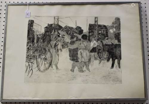 Anthony Gross - 'Village Encounter' (Les Heures De Boulve), etching, signed, titled and inscribed '
