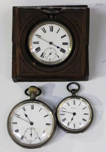 A silver cased open-faced keywind gentleman's pocket watch, the white enamel dial with black Roman