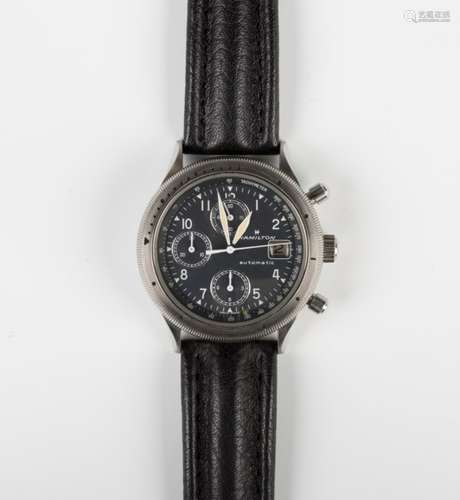 A Hamilton Automatic chronograph stainless steel cased gentleman's wristwatch, the signed jewelled