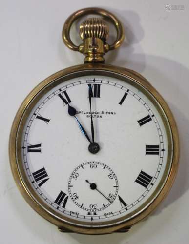 A 9ct gold cased keyless wind open-faced gentleman's pocket watch, the jewelled movement numbered '