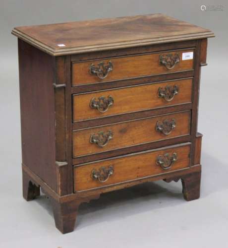 A 19th century and later mahogany table-top chest of four drawers, on bracket feet, height 55cm,