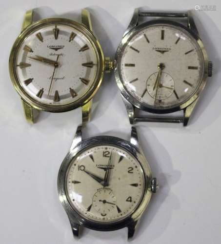 A Longines Conquest Automatic gilt metal fronted and steel backed gentleman's wristwatch, case