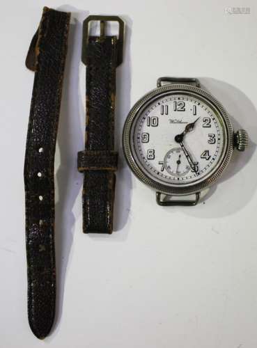 A Waltham silver cased gentleman's wristwatch, the signed jewelled movement numbered '20272557', the