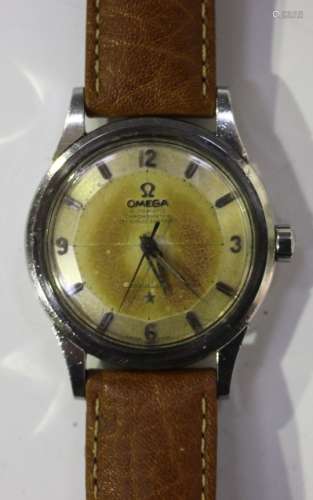 An Omega Automatic Chronometer Constellation steel cased gentleman's wristwatch, the signed gilt