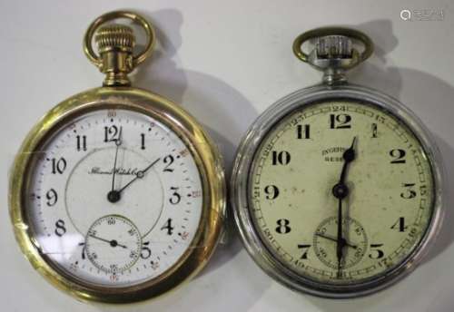 An Illinois Watch Co gilt metal cased keyless wind open-faced pocket watch, the signed dial with