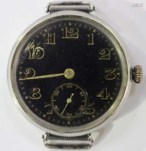 A Longines silver circular cased gentleman's wristwatch, the jewelled gilt movement detailed 'B & Co