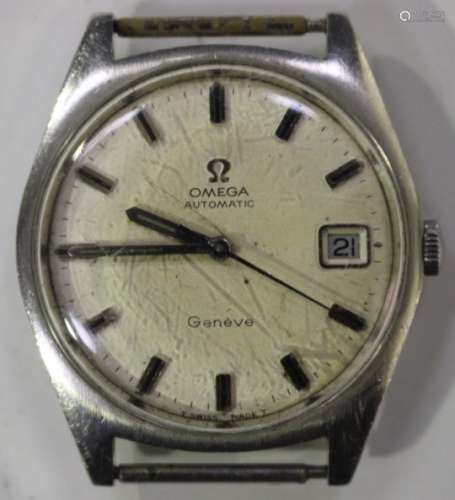 An Omega Automatic Genève steel cased gentleman's wristwatch, circa 1968, the signed jewelled gilt