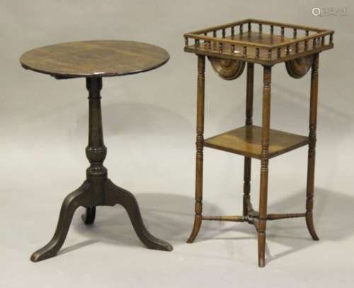 A George III and later mahogany tip-top circular wine table, on tripod legs, height 67cm, diameter