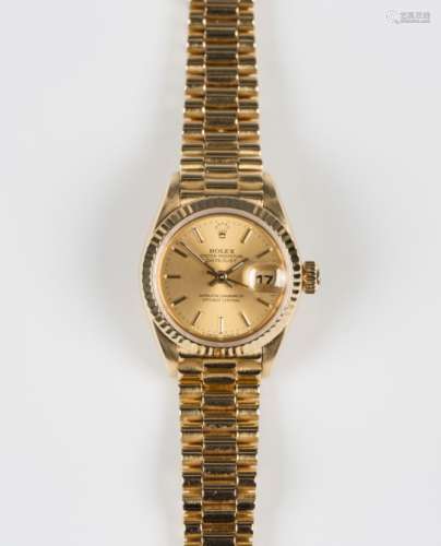 A Rolex Oyster Perpetual Datejust 18ct gold cased lady's bracelet wristwatch, circa 1985, model