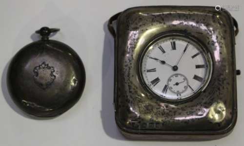 A silver keywind hunting cased gentleman's pocket watch, the gilt fusee movement with a verge