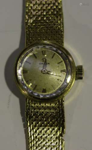 An Omega 18ct gold lady's bracelet wristwatch, circa 1960, the signed movement numbered '