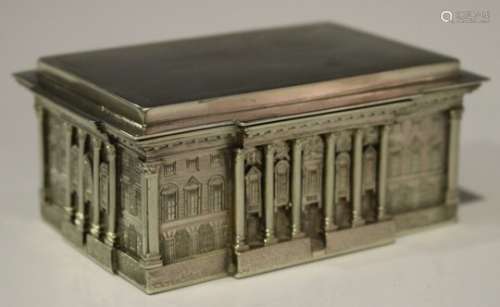 An Elizabeth II silver trinket box and cover in the form of a Palladian style mansion, London 1983
