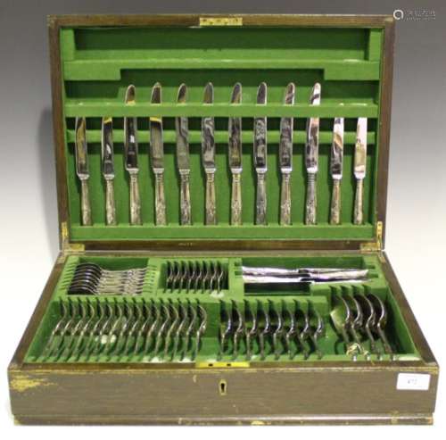 A part canteen of plated King's pattern cutlery, comprising four tablespoons, eight table knives and